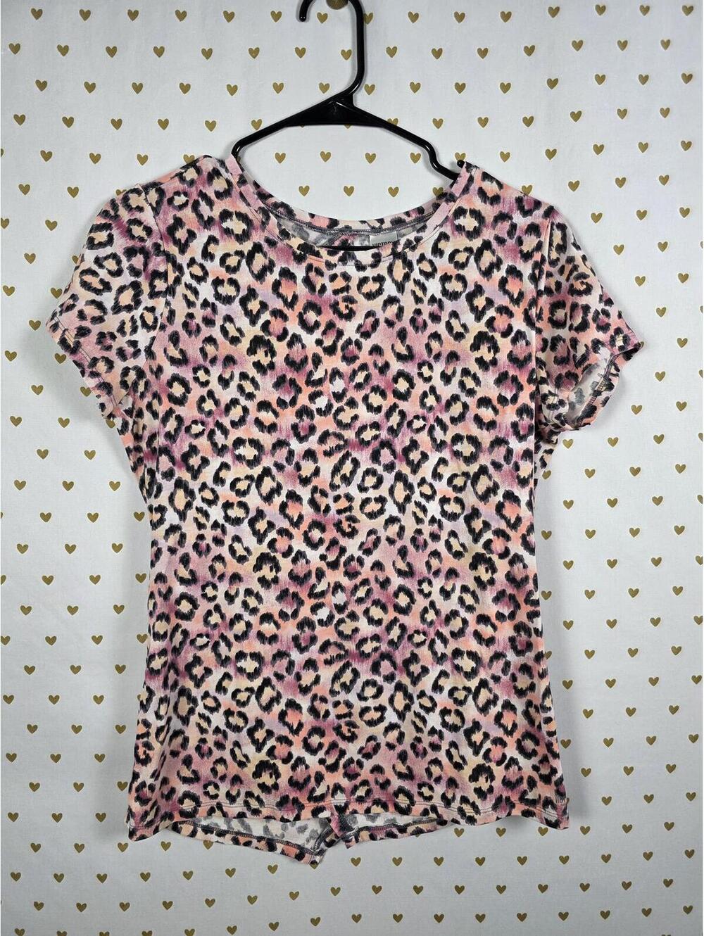 Victorias Secret PINK Cheetah Leopard Open Back Sport Tee Shirt Small